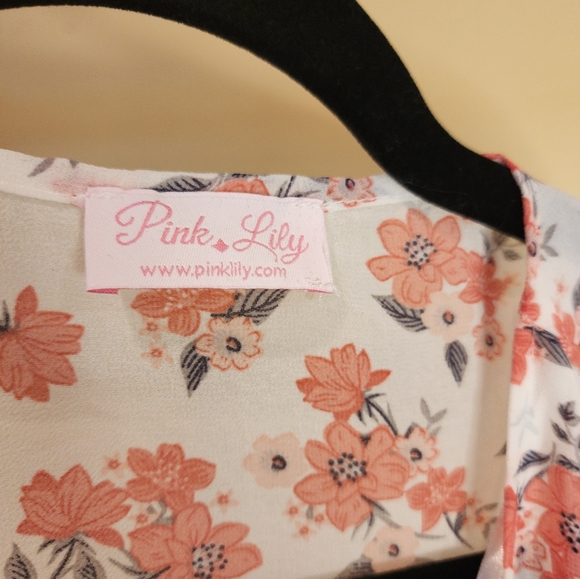 Pink Lily floral long rayon duster - Picture 4 of 5